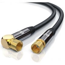 Primewire SAT-Kabel, Koax, F-Stecker, HDTV SAT Koax Kabel 90° gewinkelt, 4fach Schirmung, 135dB, 75Ohm - 1m