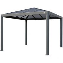Toolport - primeyard Gartenpavillon 3x3 m mit Polycarbonatdach - Hardtop Pavillon ohne Seitenteile