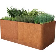 Toolport - primeyard Huerto urbano mario, acero corten, 146x80x80 cm, Set con base perforada, aspecto óxido