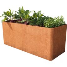 Toolport - primeyard Huerto urbano mario, acero corten, 200x80x60 cm, Set con base perforada, aspecto óxido