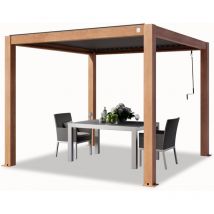 Toolport - primeyard Pergola 3x3 m montanti in alluminio look legno con tetto a doghe in alluminio gazebo da giardino