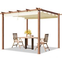 Primeyard Pergola 3x3 m pavillon avec toit rétractable - construction en acier aspect bois
