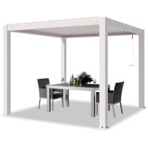Toolport - primeyard Pérgola 3x3 m postes de aluminio con techo de lamas de aluminio pabellón de jardín blanco