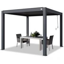 Toolport - primeyard Pergola 3x3 m poteaux en aluminium avec lames orientables en aluminium pavillon anthracite