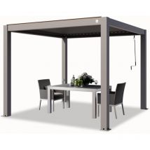 Primeyard Pergola 3x3 m poteaux en aluminium avec lames orientables en aluminium pavillon gris