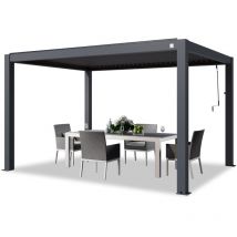 Toolport - primeyard Pergola 3x4 m poteaux en aluminium avec lames orientables en aluminium pavillon anthracite