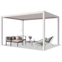 PRIMEYARD Pergola 3x4 m poteaux en aluminium Blancs avec Lames orientables en Acier pavillon