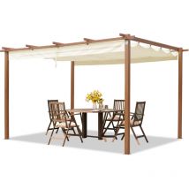 Primeyard Pergola 3x4 M Terrassenüberdachung Mit Schiebedach Stahlrahmen In Holzoptik