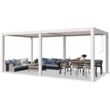 Toolport - primeyard Pergola 3x6 m poteaux en aluminium Blancs avec Lames orientables en aluminium pavillon