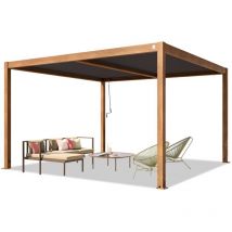 Primeyard Pergola 4x4 M Aluminium-pfosten Mit Lamellendach Aus Stahl Holzfarbene Terrassenüberdachung