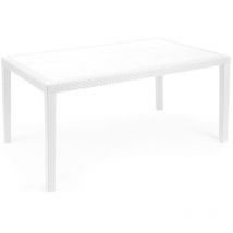 Frankystar - Prince - Table de jardin rectangulaire en polyrattan blanc. Table d'extérieur 6 places 150x90cm