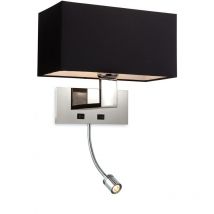 Firstlight Products - Firstlight Prince - 1 Light 2 Light Switched Indoor Wall Light Polished Stainless Steel, Black, E27