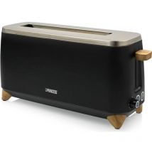 01.142361.01.001 Tostapane lungo Nero, Legno (chiaro) - Princess