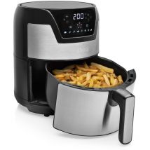 Princess - Digitale xxl Edelstahl Heißluftfritteuse rund 8 Programme 4,5Ltr 1500 Watt