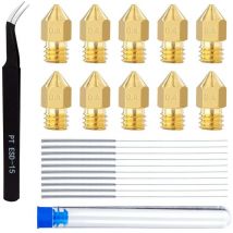 Mumu - Printer Nozzles, 0.4mm 3D Extruder MK8 Brass Nozzle with Tweezers and Cleaning Needles Compatible with Creality CR-10 Ender 3 5, 22pcs