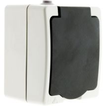 Prise Aquae tanche en saillie 16A 2P+T IP54 - blanc et noir - Zenitech