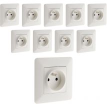 Lot de 10 prises 2P+T 16A simple - Blanc - Artezo - Zenitech