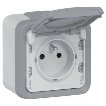 Prise 2p+t 'a volet 16a 250v plexo 66 monobloc gris ip66/ik08