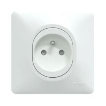 Prise 2P+T 16A encastré blanche à puit complete avec plaque connexion auto fixation vis ovalis