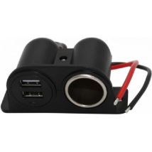 Adaptateur électrique – Prise allume cigare 1 AC 2 USB 3,1A – Configuration raccord, Intensité courant, Tension électrique, Indice de protection – HTC