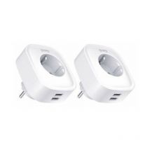 True Deal - Prise Connectée Intelligente WiFi 2.4GHz 16A Blanche + 2 Ports usb 2.1A (Lot de 2) - silamp