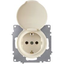 Onekeyelectro - Prise avec terre et couvercle, bornes à vis, sans plaque de finition - beige