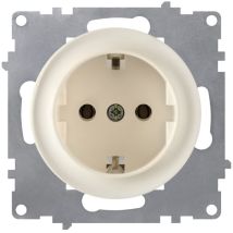 Prise avec terre, protection enfant, bornes à vis - beige