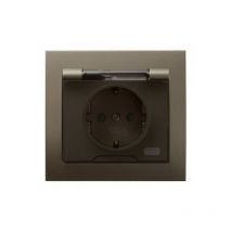 Prise de courant 2P+T étanche IP44 type f schuko obturateurs clapet transparent marron Ospel Kier GPH-1WSP/52/d