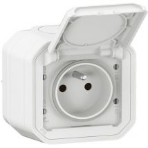 Legrand - Prise de courant 2P+T 16A saillie étanche blanche complète avec éclipses de protection IP55 série Plexo