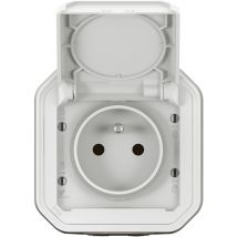 Legrand - Prise de courant avec volet Plexo complet saillie - blanc