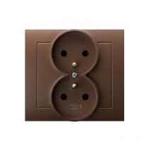 Ospel - Prise de courant double 2P+T Type e marron Kier GP-2WZ/52