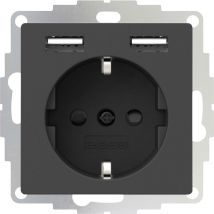 2usb - 2U-449351 Prise de courant encastrable norme vde, avec usb, sécurité enfants IP20 anthracite X055591