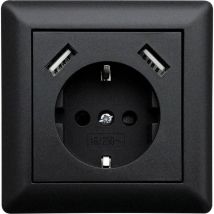 Ledmaxx - USB1002 simple Prise de courant encastrable avec usb, sécurité enfants noir