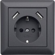 Ledmaxx - USB1003 simple Prise de courant encastrable avec usb, sécurité enfants anthracite