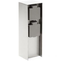 Xpotool - Wiltec Multiprise de jardin double – 2 prises – 70 x 70 x 230 mm – Design colonne d'énergie – en Acier affiné inox – Borne de jardin pour