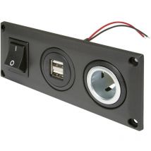 Prise de courant intégrée avec prise de courant usb-a double commutable + 1 prise de courant Charge de courant m - Procar