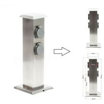 Prise de courant pour jardin sur pilier en acier inoxydable - 4 prises IP44