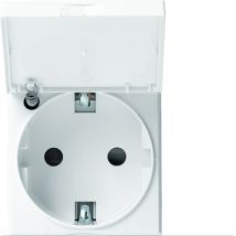 Prise de courant Schuko gallery a couvercle 2P+T pure Hager WXF165B