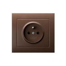 Prise de courant simple 2P+T Type e marron Ospel Kier GP-1WZ/52
