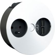 Cuisissimo - Prise plan de travail delta - Multiprise 1 prise + 2 usb-a à encastrer blanc mat