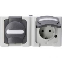 Prise 2P+T avec clapet Kopp 131256002 BlueElectric gris