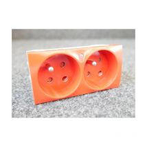 Alombard - Bloc 2 prises 2P+T 16A à detrompage mecanique rouge lumineuses fr antimicrobien 90x45mm altira