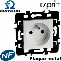 Prise électrique murale 2P+T 16A blanche esprit - Type de prise: - double Prise 2P+T 16A - Blanc- pré-câblé