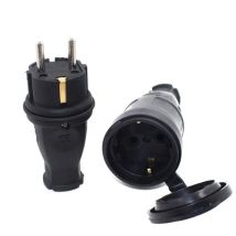 Prise électrique étanche caoutchouc eu - Connecteur européen mis terre avec couvercle IP44, bricolage alimentation 16A 250V