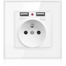 Prise Electrique Murale avec Double usb - Chargeur pour iPhone/Android prise française