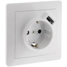 Orys - Prise encastrée Schuko + usb a - Blanc Zenitech