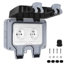 Prise Étanche Double Prise Electrique Extérieure IP66 Étanche Prise Murale 16A