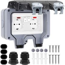 Rnemitery - Prise Exterieure Etanche 16A IP66 Double Prise de Courant et Volet de Protection Multiprise Electrique Murale de Jardin, Prise