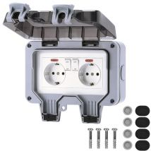 Coavas - Prise étanche complète Extérieure 16 a IP66 avec interrupteur, boîte de dérivation étanche, interrupteur extérieur étanche mural double pour
