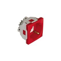 Prise Inclinée À 45o Avec Protection - 2 Modules Pour Goulotte - Couleur Matériel - Rouge